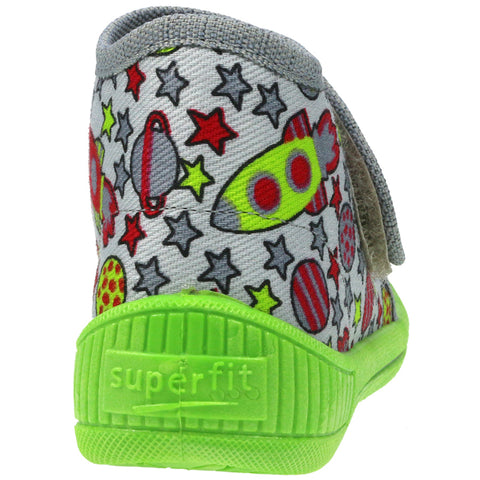 High-quality red and green SUPERFIT Hausschuh 246-20 designed with a space theme
