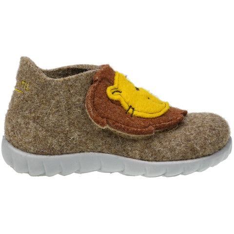 Brown SUPERFIT Hausschuh HAPPY 295-40 with a lion design, comfortable and stylish indoor slippers for men