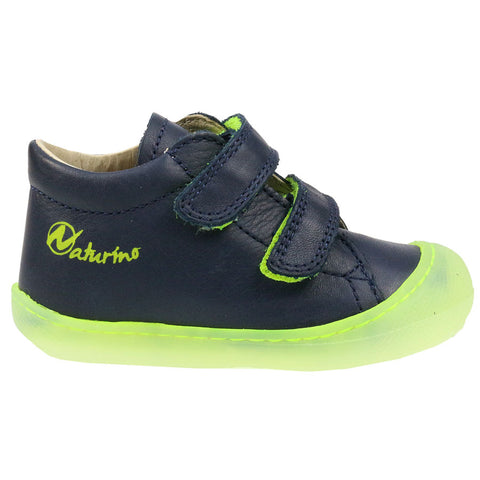 NATURINO Halbschuh COCOON II in navy with neongrün accents, perfect for active kids