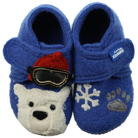 LIVING KITZBÜHEL Hausschuh Eisbär 3411-558 - blau - Eisbär cozy blue slipper with adorable Eisbär design