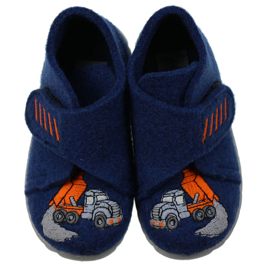 Comfortable blue SUPERFIT Hausschuh HAPPY 291-80 with Kipplaster design