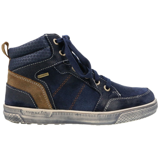 High-performance SUPERFIT GORE-TEX Knöchelschuh in navy and brown color scheme
