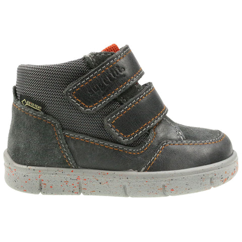 Superfit Gore-Tex Knöchelschuh 427-20 in grey and orange, side view, with laces and rugged sole