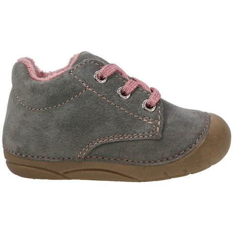 LURCHI PreWalker FLORI gefüttert 13978-25 - grau - rosa - Adjustable gray and pink prewalker shoes for babies