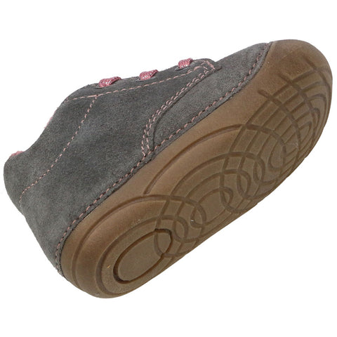 LURCHI PreWalker FLORI gefüttert 13978-25 - grau - rosa: Warm-lined grey and pink baby shoes for little ones taking their first steps