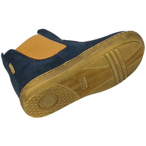  Close-up of PRIMIGI Knöchelschuh 24036 in navy and mustard color combination