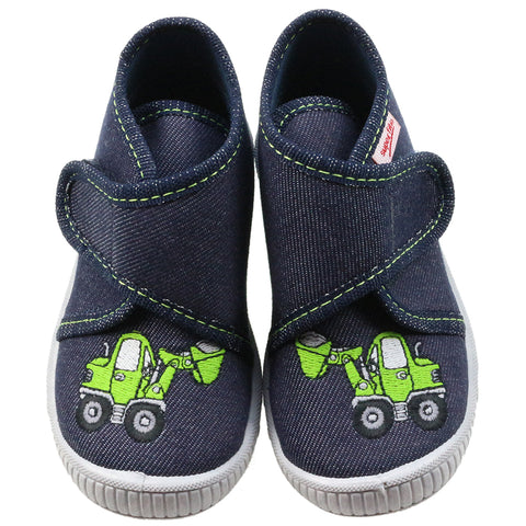 SUPERFIT Hausschuh BULLY 253-81 in navy color with tractor design on the side for kids' comfort and style