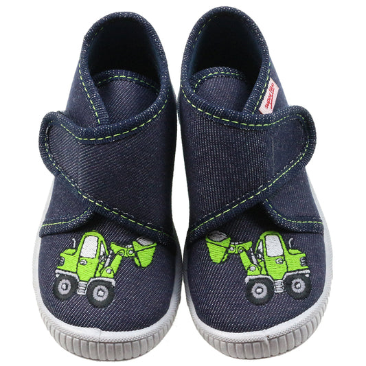 SUPERFIT Hausschuh BULLY 253-81 in navy color with tractor design on the side for kids' comfort and style