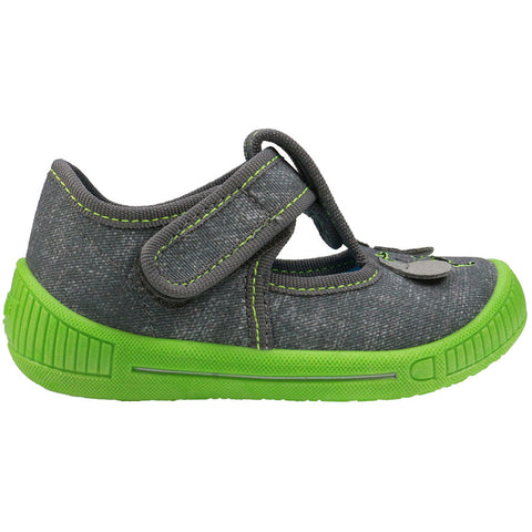 Comfortable and stylish SUPERFIT Hausschuh BULLY 263-20 in grey and green with cute dog design