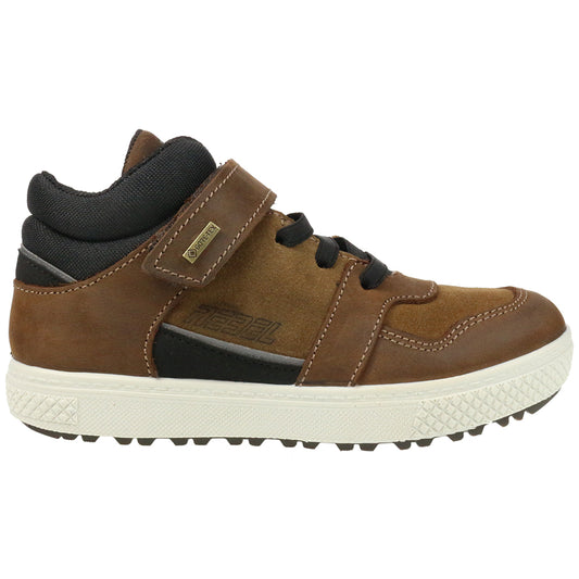 A pair of brown and black PRIMIGI GORE-TEX Knöchelschuh 63972-00 ankle boots, providing waterproof protection and stylish design for outdoor activities