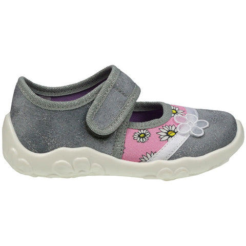 Women's SUPERFIT Hausschuh BONNY 284-201 in grey and pink with glitter accents