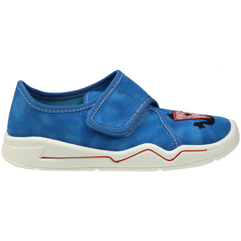 Comfortable blue SUPERFIT Hausschuh BENNY 298-8010 with Wikingerschiff design