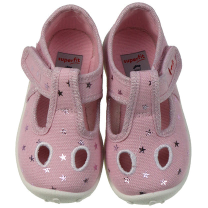 Girls' pink glittery slippers with star design - SUPERFIT Hausschuh SPOTTY 9248-50