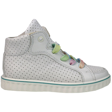 RICOSTA Knöchelschuh JOYCE in white with rainbow detailing, perfect for rainy days