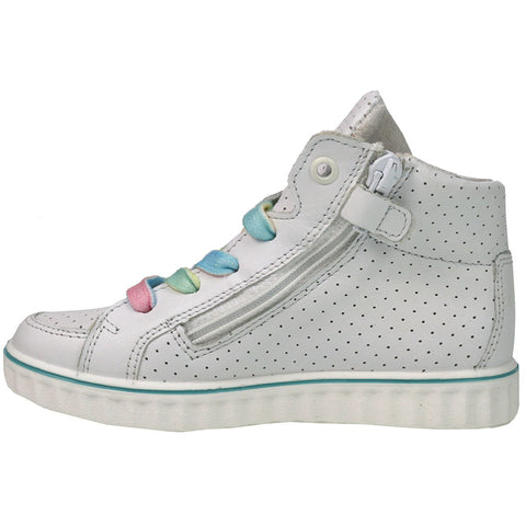 White RICOSTA Knöchelschuh JOYCE with colorful rainbow design