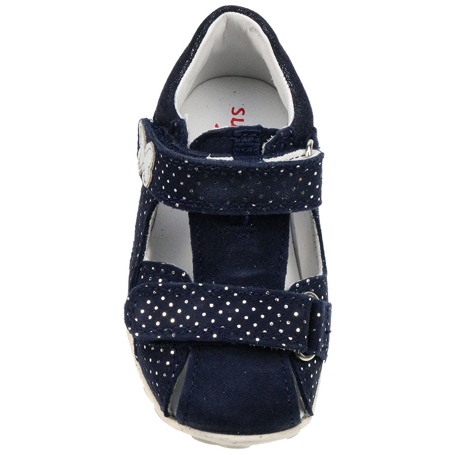  Side view of SUPERFIT Halbsandale FANNI 041-80 in navy and silver with comfortable footbed 
