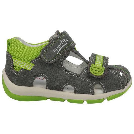 Men's SUPERFIT Halbsandale FREDDY 140-25 in grey and lemon colors, with adjustable straps and comfortable cushioned sole