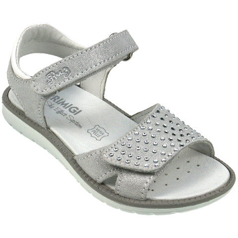 PRIMIGI Sandale 73924 - silber, side view of the sandal showing the supportive rubber sole and cushioned footbed