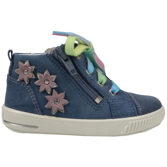 Blue floral SUPERFIT Knöchelschuh 355-80 with supportive ankle design for active kids