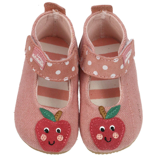 Soft and cozy LIVING KITZBÜHEL Hausschuh 3505-329 in altrosa with cute apple design