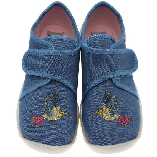 Superfit Hausschuh BUBBLE 6270-84 blau - Kolibri children's slipper with blue color and cute hummingbird design