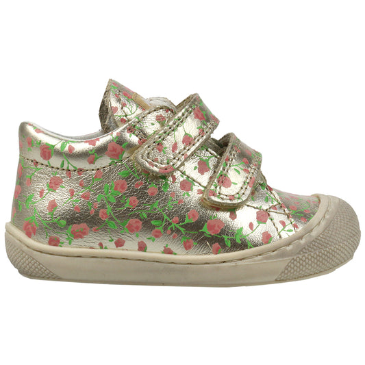 Silver NATURINO COCOON half shoe with rose detailing, perfect for kids