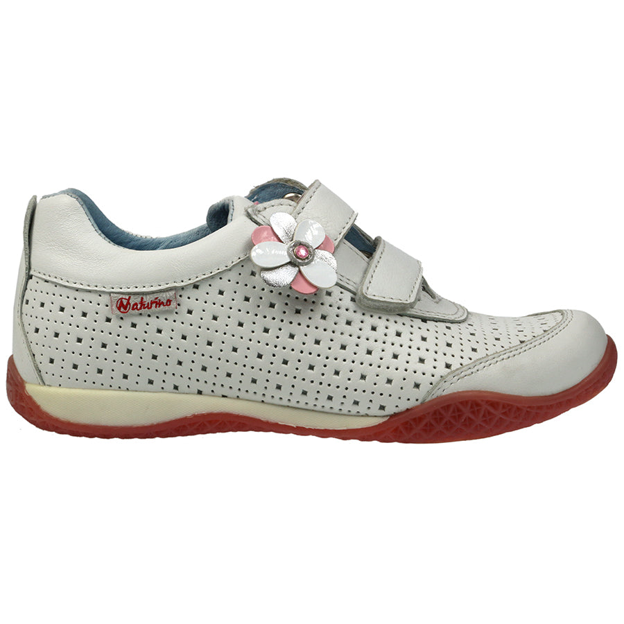 White and pink NATURINO Halbschuh 2688 with durable rubber sole