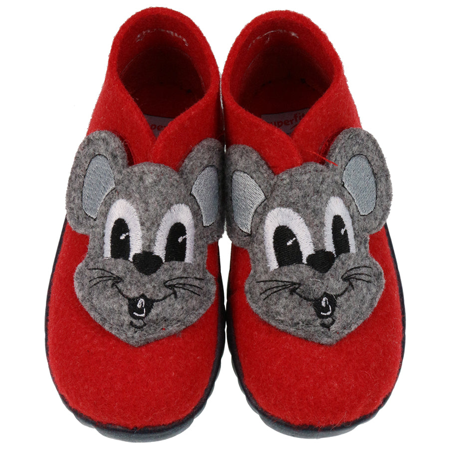 Red SUPERFIT Hausschuh HAPPY 294-71 with cute mouse design, cozy and comfortable indoor slippers for women