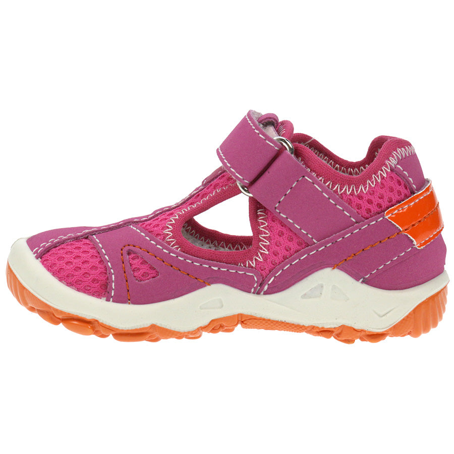 Lurchi Spangenschuh 14591-23, a vibrant pink shoe with neon orange accents