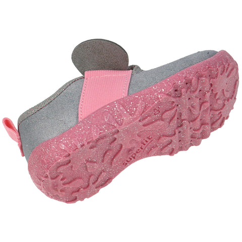 Comfortable and stylish SUPERFIT Hausschuh SPOTTY 9257-25 in grey and pink featuring a cute mouse design, perfect for cozy indoor wear