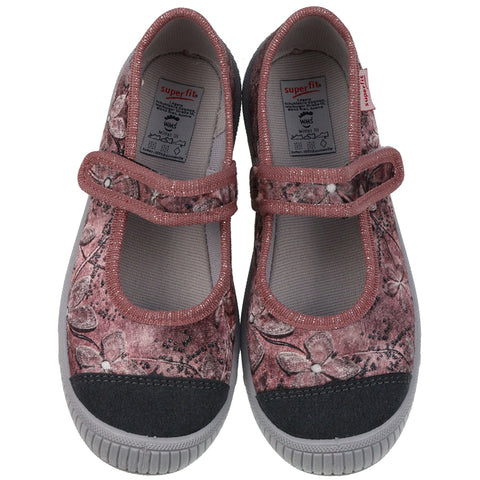 Comfortable and stylish SUPERFIT Bella 261-55 slippers in pink and grey velvet