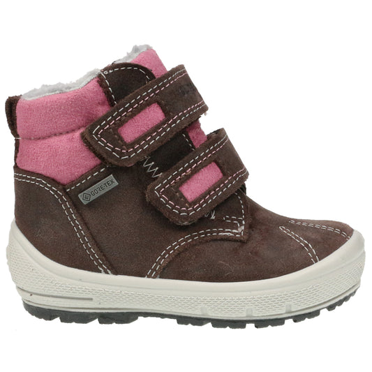 Alt text: The SUPERFIT GORE-TEX Knöchelschuh GROOVY 6308-85 in schoko and rosa color, a stylish and durable shoe for all-weather activities