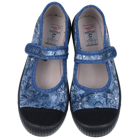A cozy and comfortable blue velvet slipper, SUPERFIT Hausschuh BELLA 261-80
