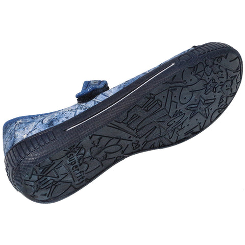 Comfortable and stylish blue velvet SUPERFIT Hausschuh BELLA 261-80 slipper with durable sole