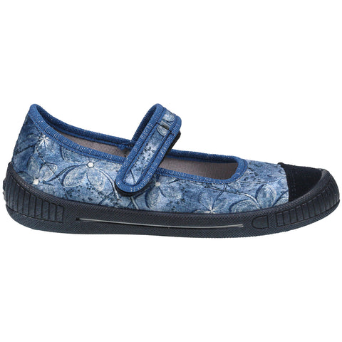 Alt text: Comfortable and stylish SUPERFIT Hausschuh BELLA 261-80 in blue velvet, perfect for lounging at home