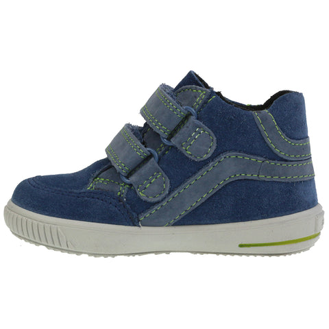 Alt text: High-performance SUPERFIT GORE-TEX ankle shoe in blue and green color combination