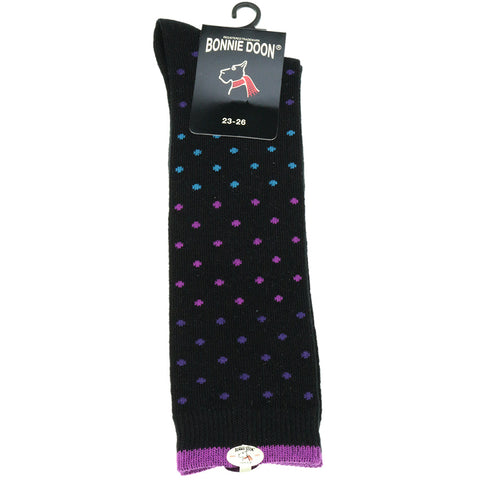 Modische Kniestrümpfe mit schwarzem Hintergrund und rosa Punkten