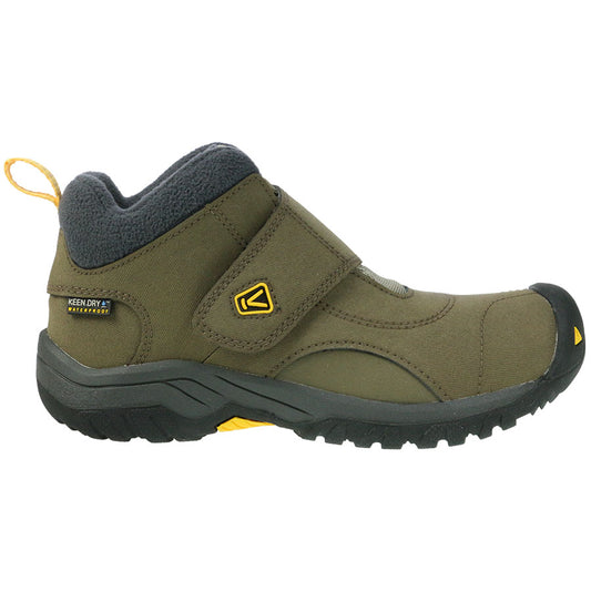 KEEN DRY TEX Knöchelschuh KOOTENAY II Big Kid in olive and yellow, a durable and waterproof shoe for kids
