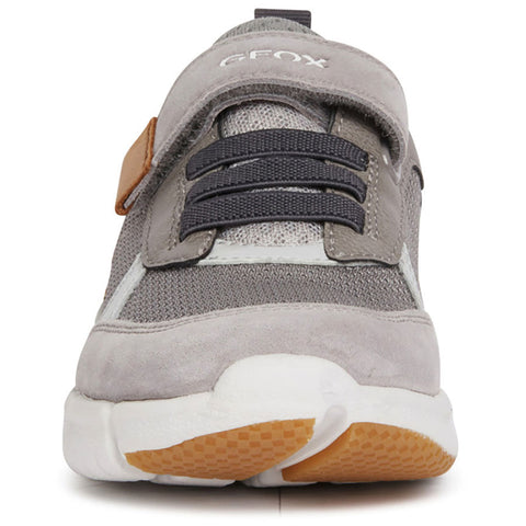 Grey and cinnamon GEOX Flexyper J159BB half shoe with breathable technology