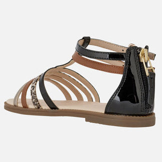 Leopardprint verzierte GEOX Sandale KARLY J7235D in schwarz-braun