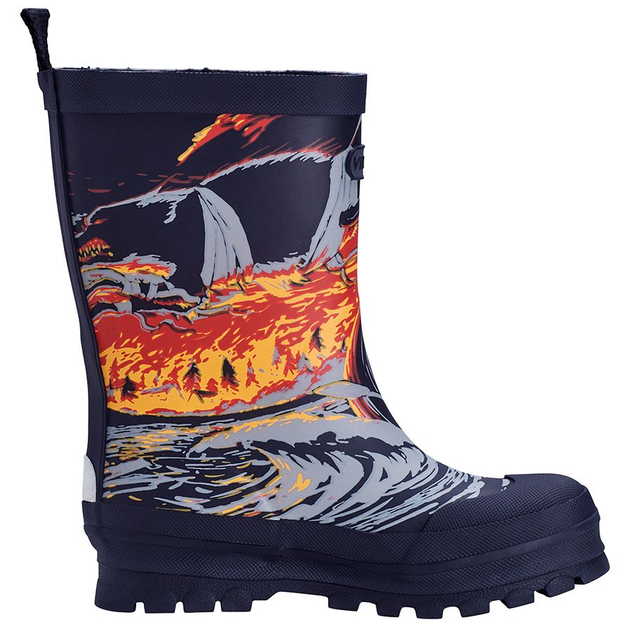 VIKING Gummistiefel JOLLY WOLF - navy - Wikingerschiff rubber boots with navy blue color and Viking ship design for kids