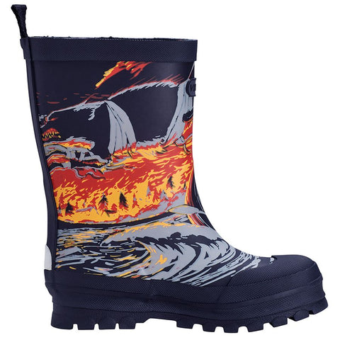 VIKING Gummistiefel JOLLY WOLF - navy - Wikingerschiff rubber boots with navy blue color and Viking ship design for kids