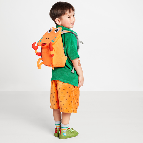 Fröhlicher Rucksack für Kinder mit niedlichem Krabbenmotiv
###