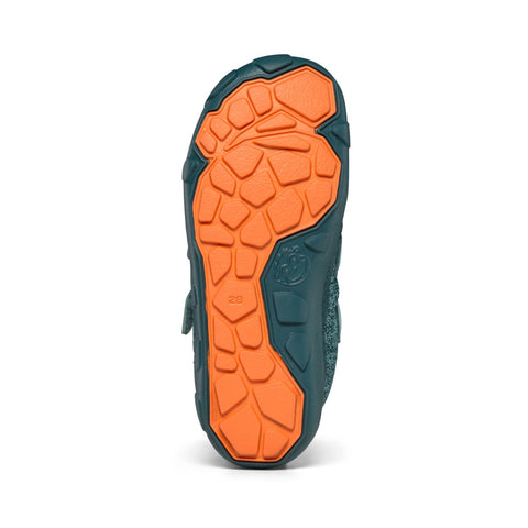Affenzahn Tex Knöchelschuh Happy Hase in petrol and orange color, a playful and comfortable shoe for kids