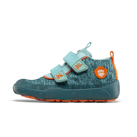 Close up of AFFENZAHN TEX Knöchelschuh HAPPY HASE - petrol - orange shoe's side view
