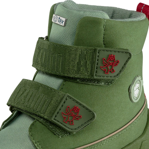 Green and red AFFENZAHN TEX Stiefel COMFY DRAGON boots with a comfortable design