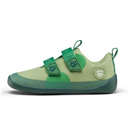 Green cotton half shoe with lucky frog design from AFFENZAHN Barfuß collection