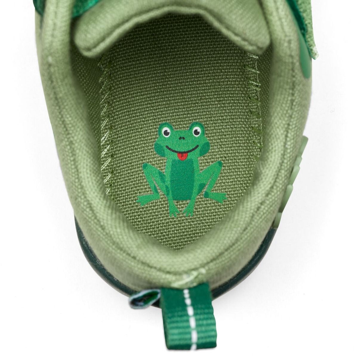 Adorable green cotton lucky frog half shoe for kids by AFFENZAHN