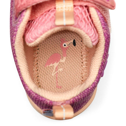 Barfuß Halbschuh KNIT HAPPY FLAMINGO in rosa and fuchsia, a cute and comfortable shoe for kids