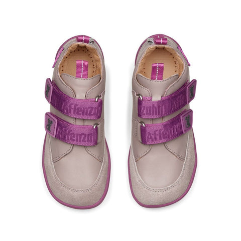 Adorable taupe and violet AFFENZAHN Barfuß Halbschuh BUDDY KOALA II for kids